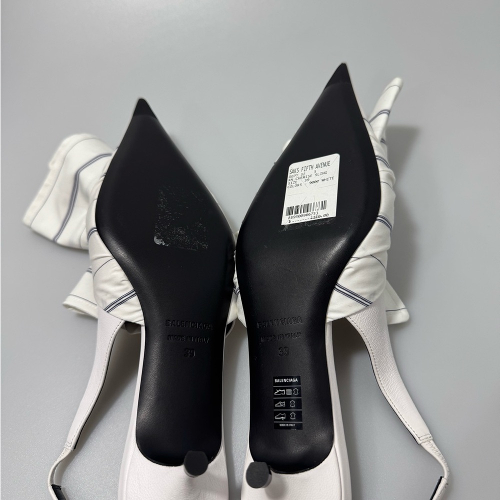 Balenciaga Knife Chemise 40MM Slingback Pumps White Women’s EU 39/US 9 - Picture 8 of 10